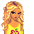 Pixel art contact sheet showing multiple frames of a blonde female character in yellow top and blue jeans with text elements "Texas Cutie!" and "I'm a little".