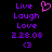 Pixelated purple text and symbols on black background with a pink heart icon above the left