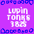 Pixelated purple background with white text 'LUPIN TONKS 3825' repeated in a , bordered by blue decorative shapes