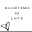 A split-screen icon with text and basketball imagery; left side shows 'BASKETBALL IS LOVE' above a heart symbol, right side displays multiple orange basketballs.