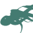A teal octopus silhouette with white circular eyes and a single tentacle extending downward on a light gray background.