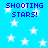 Blue background with white stars and repeated blue text reading "SHOOTING STARS!" in pixelated font.