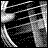Black-and-white pixelated icon with abstract geometric shapes and diagonal lines on a dark background.