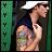 A pixelated image shows a person with long dark hair wearing a sleeveless top, standing against a dark background with green vertical bars on the left side.
