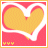 Animated heart icon with yellow interior, white outline, and pink background showing sequential frame changes in small text elements at bottom left.