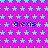 A static digital image with a bright pink background covered in light blue stars, featuring repeated text "alexis" in dark blue pixelated font.