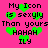 Pixelated text and green hearts on a bright pink background with repeated phrases.
