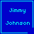 Four blue square with cyan borders display "Jimmy Johnson" text; two have a heart symbol and one has a star symbol