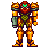 Pixelated character in orange and green armor with a green visor, standing in a neutral pose against a white background.