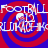 Pixelated red and blue circular background with repeated white text 'FOOTBALL' and 'KRLIN' overlaid, featuring a small white figure in the center.