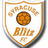 A pixelated shield-shaped icon with orange and white colors, featuring a basketball graphic and text elements, next to an orange background with black text.