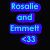 Blue pixelated text on black background reads 'Rosalie and Emmett <13' next to a pixelated image of two people standing close together.