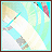 nine square with a light blue and white abstract background, each containing text in brown block letters and pink script