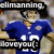 Pixelated image of a person in a blue sports jersey with white number 15, overlaid text reading "eliminating," and bottom text saying "love you!"