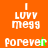 Pixelated text 'I LUVV megg forever' on orange and green backgrounds with minor color shifts in the word 'forever'.