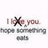 Pixelated image with text 'I love you' and 'hope something' in brown and gray tones, featuring a black X-shaped symbol over the text.