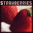 Animated contact sheet of strawberry images with text overlays cycling between 'STRAWBERRIES' and ''N CREAM'