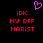 Pixelated icon with pink heart symbol above red text reading IDK MY BFF MARIST on black background.