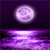 A static pixelated image shows a large purple moon above a reflective purple water surface against a dark background.