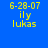 Four display identical yellow text on colored backgrounds: '6-28-07', 'ily', 'lukas' in pixelated font