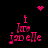 Pixelated pink text 'I love isabelle' arranged in a with animated heart and starburst effects on black background