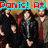 Group of people in dark jackets and red shirts with text overlays reading 'Panic! At The Disco', 'Brendon, Spencer, Jon' on a wooden background.