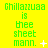 Green text on bright yellow background reads "Chillazuaa is the sheet mann." with small white symbols changing across three of repeated text
