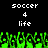 Pixelated green crowd with white text reading "soccer 4 life" on black background, two identical side-by-side displays.