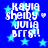 Blue background with light blue stars and white pixelated text reading 'KAYLA shelby JUNIA BFFS!'.