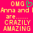 Pixelated text on bright pink background with green heart symbol above 'OMG' in yellow letters.