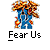 Two identical pixel art buddy icons featuring a blue character with orange limbs and yellow hair, displayed on a gray background with promotional text for 'badassbuddy.com'
