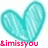 Three cyan hearts with diagonal line shading, each paired with 'Limissyou' text in red, green, and purple below.