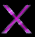 Animated sequence of a stylized X-shaped symbol with pink and purple gradient lines on black background, showing rotation and perspective shifts.