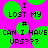 Pixelated text on a bright pink background with green circular shapes, displaying 'I LOST MY # CAN I HAVE URS???'.