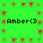 Green background with red starburst patterns and repeated text "Amber<3" in black pixelated font.