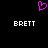 A static pixel art icon with a black background, featuring a pink heart symbol above two white 'BRETT' text labels.