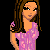 Pixel art contact sheet showing three frames of a female character in a pink dress with brown hair, alongside the name "ERICA" in pixelated text below.