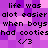 Pixelated text on a purple background with repeated phrases and symbols