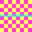 Pixelated pink and yellow checkered background with cyan text repeating 'E9:AUDREY&' across two horizontal bands, overlaid by a faint of light pink lines