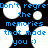 Pixelated blue text on black background reads 'Don't regret the memories that made you :)' with white circular shapes scattered around.