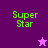 Green pixelated text 'Super Star' appears on four distinct purple backgrounds with a single star icon in the bottom-right corner of two sections.