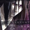 Anime-style character with long dark hair and purple eyes, wearing a purple garment with white patterns, static image with text overlay.