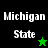 Four display "Michigan State" text with green and black backgrounds, featuring a small star icon that changes color between frames