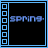 A 5x5 contact sheet of animated frames from a Bowling for Soup-themed AIM buddy icon featuring pixelated text and logos on black backgrounds with blue borders, including repeated "un-cool" variations, MTV logo, and song lyric fragments.