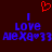 Red pixelated heart above blue text reading 'I Love Alex' with a heart symbol and three 3s on dark brown background.