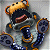 A pixelated cartoon character in a space suit with orange accents lies on its back against a gray background, next to green text reading "Original Icons .com" on a dark green panel.