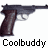 Pixelated static image of a handgun with the text "Coolbuddy" below it on a white background.