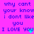 Pixelated text on a bright pink background with blue and cyan heart symbols, repeating phrases about love and confusion.