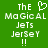 Green background with white pixelated text reading 'THE MAGICAL JETS JERSEY !!' and a heart symbol replacing the 'O' in 'THE' on the left side.