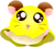 Six yellow hamster-like characters with brown ears and green collars display varying eye expressions across two